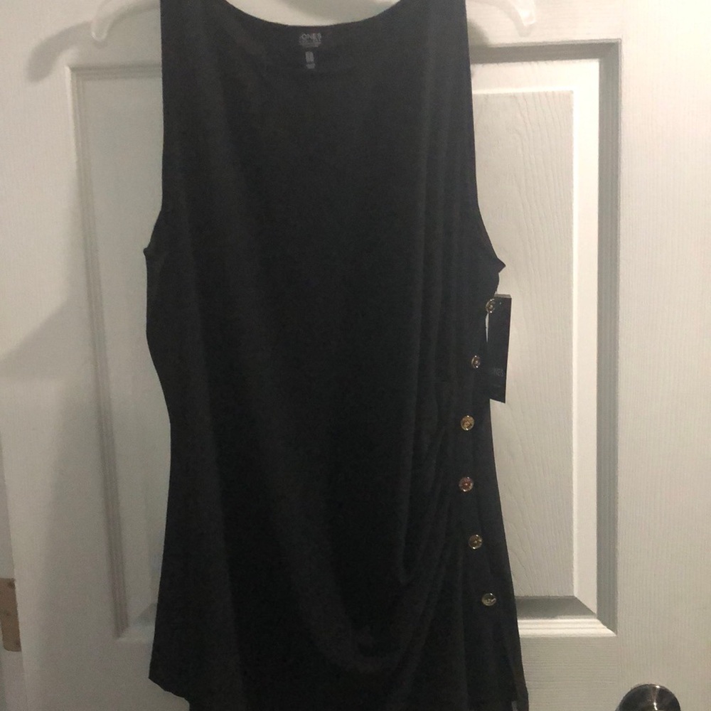 Jones New York Black Tunic with Gold Buttons